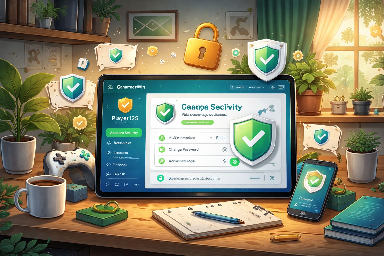 Perfil de usuario GanamosWin seguro con privacidad y protección de cuenta